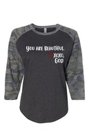Women's Raglan Sleeve Baseball Tee - You are beautiful.