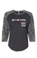 Women's Raglan Sleeve Baseball Tee - You are loved.