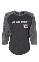 Women's Raglan Sleeve Baseball Tee - You make me smile.