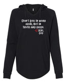 "Food For His Children" Women's Hoodie - Don't love in word alone, but in truth and deeds.